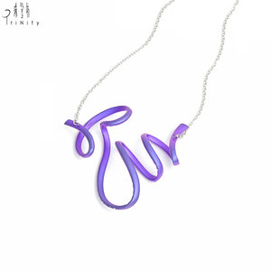 New Collection Fine Jewelry Wholesale 18K Solid Gold Chain Natural Purple Sapphire & Spinel Titanium Pendant <b>Necklace</b> For Women - Product Image 2