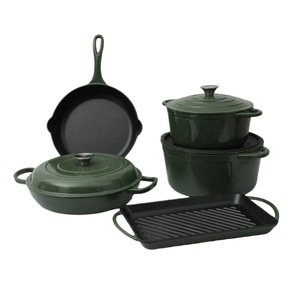 Olla de <span class=keywords><strong>Hierro</strong></span> Fundido Esmaltada Verde Oscuro de Alta Calidad para Restaurante, Antiadherente, Marca Bright Houseware - Product Image 1