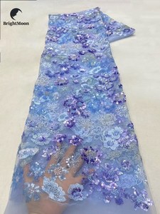 Nigeria High Quality Eco-Friendly <strong>Sequins</strong> <strong>Beaded</strong> Lace Fabrics for Nigerian Bride Wedding Party Dresses Pearl <strong>Decoration</strong> Yard Per - Product Image 6