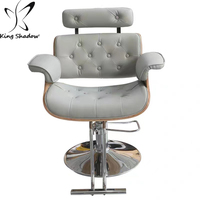 Kingshadow Fauteuil de salon de beauté moderne pouvant pivoter et soulever une chaise de barbier grise en acier inoxydable