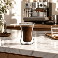 Tasse à café en verre à double paroi, résistante à la chaleur, en borosilicate, soufflée à la main, verrerie isolante pour la maison, le bureau, le café