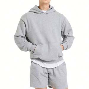 Ensemble survêtement homme personnalisé en molleton 350 g/m² avec sweat à capuche oversize uni brodé et imprimé en relief, et pantalon de survêtement deux pièces - Product Image 1
