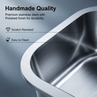 Wastafel Dapur OEM Stainless Steel Single Bowl Undermount 18 Gauge Permukaan Poles Tarik (Drawn Polished) Buatan Tangan dengan Garansi 2 Tahun