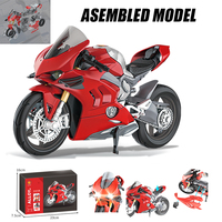 Modèle de moto miniature en alliage de zinc moulé sous pression, à rétrofriction, échelle 1:12, noir et rouge, objet de collection