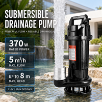 Pompe submersible à broyeur pour eaux usées 0,5 CV 370 W 220 V 50 Hz, haute pression, grand débit, pour fosse septique, boues et eaux usées, pour l'irrigation