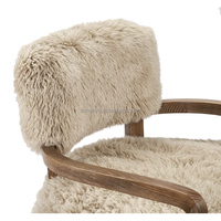 Moderner Loungesessel Wohnzimmerstühle Holzrahmen-Sessel mit Tibetischem Lammfell-Finish