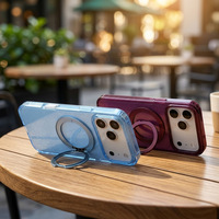 Étui magnétique de luxe effet coquille irisée compatible avec iPhone 18 17 Pro Max Samsung S26 Ultra avec support anneau 360°