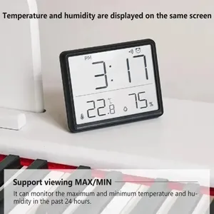 LCD kỹ thuật số Đồng Hồ Báo Thức Lớn LED máy tính để bàn treo tường tủ lạnh ngày nhiệt độ độ ẩm hiển thị cho phòng ngủ trang trí - Product Image 4