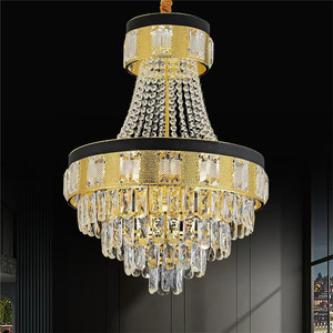 Lustre Moderne de Luxe en Cristal Doré, Cadre en Cristal Incrusté Nid d'Abeille, Décoration en Chaîne de Cristaux pour Salle de Réception, Salle à Manger, Hôtel - Product Image 4