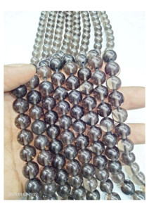 Cuentas Redondas Lisas de Cuarzo Ahumado Natural Genuino |   Tamaños Disponibles, Regalo para Ella, Ágata de Rajastán con Tema de Amor - Product Image 2