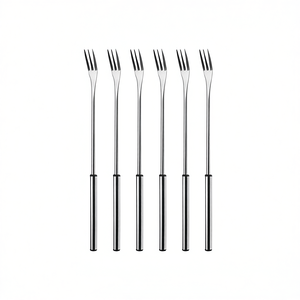 Nouvelles fourchettes à fondue au fromage chromées, lot de 6, en acier inoxydable, manche long, pour faire fondre et servir le fromage - Product Image 2