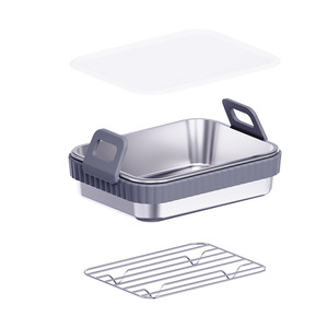 Best-Selling Air Fryer <b>Baking</b> Tray & Mat with <b>Silicone</b> Handles Rectangular Shape for Home Use - Product Image 4