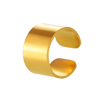 Fashion Wide Glossy Ring Einfache Designs Geometrischer Edelstahl 18 Vergoldung Öffnungs ring Frauen