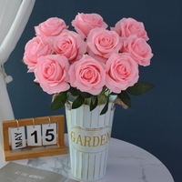 Fleurs Artificielles en Soie Roses Dorées et Blanches Branche Unique Faux Roses pour Cadeaux de Saint-Valentin Décorations d'Événements de Mariage DIY