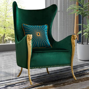 Sillón reclinable de lujo, sofá de estilo europeo, <span class=keywords><strong>sillones</strong></span> de terciopelo de latón dorado, silla decorativa de salón de gama alta, sillón clásico - Product Image 3