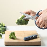 Ciseaux de cuisine multifonctionnels 2 en 1 en acier inoxydable avec couteau à éplucher pliable, lames détachables, ciseaux de cuisine pour la préparation des aliments