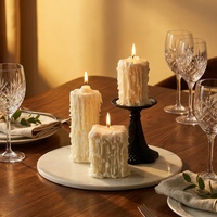 Ensemble de 3 bougies vintage françaises, boîte cadeau blanche Moon Glaze, décoration de luxe pour la maison, style INS, ornement pour le salon, la chambre à coucher
