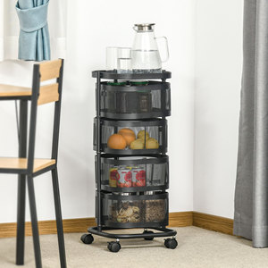 HOMCOM Carrito de comida con 4 cestas, superficie de soporte y ruedas, en acero y PP, 33x33x77 cm - Product Image 2