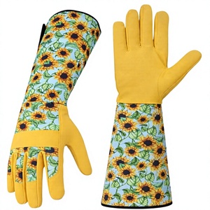Large Red Multipurpose Coated Leather Waterproof Ambidextrous Safety Work <b>Gloves</b> with Knit Wrist Cuff for Men Women Gardening - Product Image 4