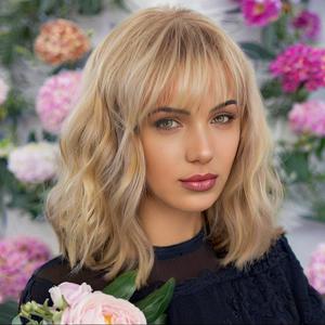 Perruque synthétique <span class=keywords><strong>droite</strong></span> mi-longue réglable <span class=keywords><strong>avec</strong></span> <span class=keywords><strong>frange</strong></span> Air Bangs pour femme, style Egg Roll Wool, tendance européenne et américaine, vente en gros - Product Image 1