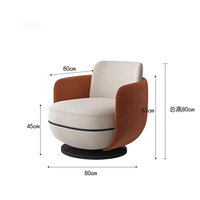Fauteuil de salon pivotant de luxe, fauteuil de détente, fauteuil d'hôtel, fauteuil individuel de détente avec base en métal