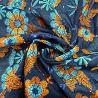 Tissu en polyester entièrement brodé de fleurs avec strass, robe ethnique ghanéenne, dentelle brodée, modèle LY7624