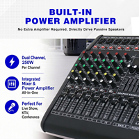 ELM DS-08 250W Mixeur de puissance professionnel actif 8 canaux 256 DSP avec console DJ et lecteur de musique