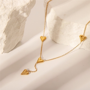 Nuova Collana alla Moda in Acciaio Inossidabile Stile Smooth <span class=keywords><strong>Love</strong></span>, Ciondolo a Cuore con Lunga Nappina in Oro 18k, Gioiello Charm per Donne - Product Image 3