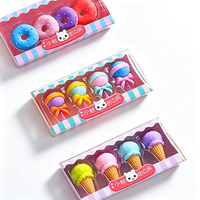 Ensemble de gommes à effacer mignonnes en forme de dessin animé pour étudiants, en forme de dessert, bonbons, crème glacée, gommes à effacer pour le bureau, cadeau
