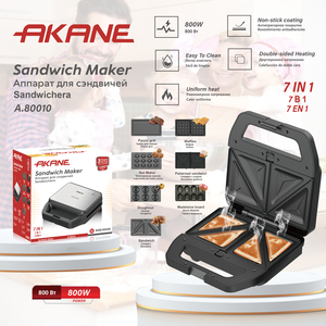 <span class=keywords><strong>Sandwichera</strong></span> AKANE A.80010 de 800W, 7 en 1, con Placas Antiadherentes, Calentamiento de Doble Cara, para Waffles, Paninis <span class=keywords><strong>y</strong></span> Donuts, Fácil de Limpiar - Product Image 2