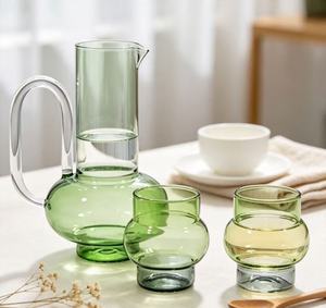 Théière en verre vert en gros, pichet à eau en verre résistant à <span class=keywords><strong>la</strong></span> chaleur avec ensemble de tasses à thé pour le service du thé à <span class=keywords><strong>la</strong></span> maison, carafe en verre domestique - Product Image 1