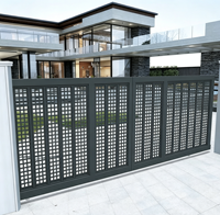 Puerta Corredera Moderna de Aluminio Prima, Panel de Rejilla Cuadrada Cortada con Láser, Rejilla Completa para Patio, Entrada Principal