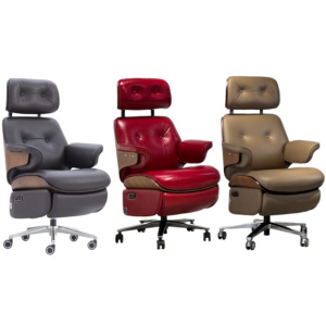 Sedia da <span class=keywords><strong>Ufficio</strong></span> Ergonomica Elettrica in Pelle Stile Mid-Century Modern |   Supporto Lombare in Legno |   Poggiapiedi |   Poltrona Reclinabile per Casa e <span class=keywords><strong>Ufficio</strong></span> - Product Image 6
