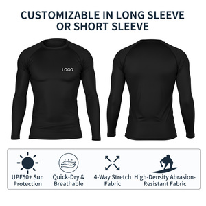 ロゴプリント長袖ラッシュガード：速乾・UVカットコンプレッションシャツ (サーフィン・水泳・ジム用タイトウェア) - Product Image 2