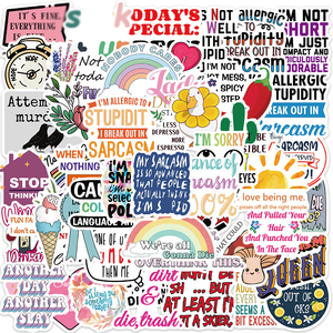 50 Pegatinas de Graffiti con Frases de Sarcasmo para Regalo, Decoración de Teléfono, Botella, Refrigerador, Pegatinas de Vinilo con Palabras Desagradables - Product Image 2