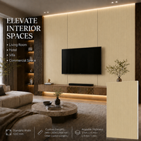 Panneau mural en PVC à grain de bois vertical beige MORLENX, feuille de marbre UV haute brillance pour projet d'intérieur commercial moderne