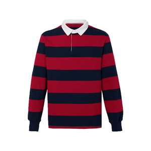 Polo de rugby vintage délavé pour homme, en mélange de coton doux, coupe décontractée, style preppy, idéal pour l'entraînement - Product Image 1