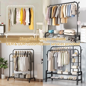 Séchoir à linge métallique sur pied à double <span class=keywords><strong>barre</strong></span> haut-bas, grande capacité, gain de place, <span class=keywords><strong>pour</strong></span> armoire et salon - Product Image 3