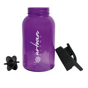 600ml Purple Plastic Blender <b>Bottle</b> Wide Mouth <b>Shaker</b> Container with Carry Strap Mixing Tool for Sports Drink Prep - Product Image 1