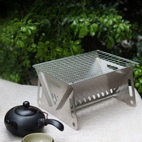 Barbecue portable léger et compact en acier inoxydable, petit barbecue pliable pour le camping, pour rôtir la viande en extérieur