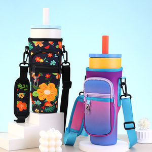 맞춤형 네오프렌 40온스 프린트 크로스바디 스트랩 스포츠 피트니스 물병 슬리브 레터 대용량 숄더 홀더 폰 키 - Product Image 2