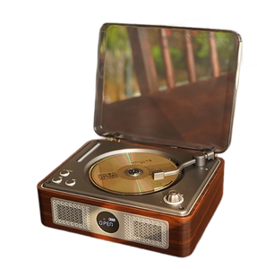 Tourne-disque rétro en bois MDF sur mesure avec haut-parleur intégré, lecteur audio BT pour décoration intérieure, lecteur de disques vinyles 3 vitesses - Product Image 1