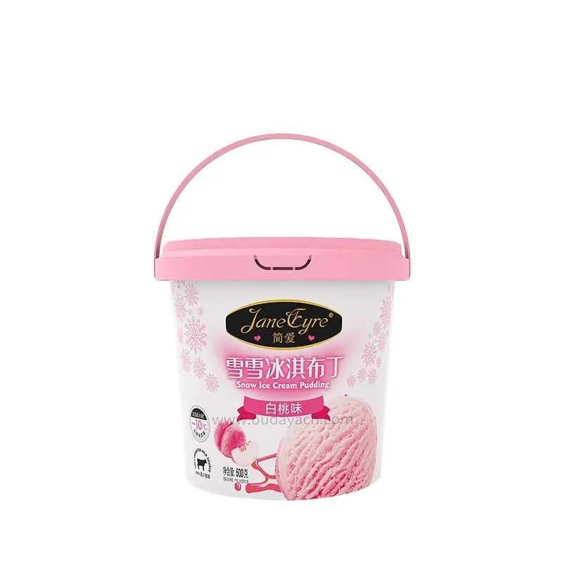 1.2L popular product pp bucket with IML printing Christmas New year chocolate tub with lid and handle