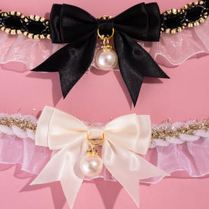 وشاح صغير للقطط بتصميم أنيق، طوق للحيوانات الأليفة، ربطة عنق لطيفة بأسلوب الأميرات الصامتة مصنوعة من البوليستر - Product Image 3