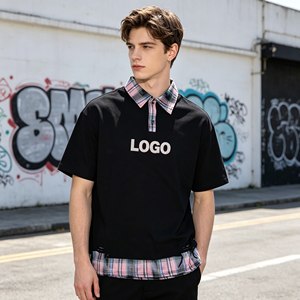 Polo à carreaux color-block pour homme, décontracté, 100% coton, manches courtes, chemises respirantes écologiques, service OEM - Product Image 3