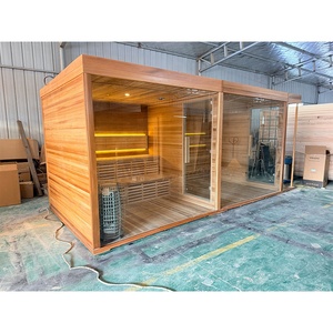 Sauna de Cedro Rojo de Diseño Moderno para Exteriores, Bañera de Hidromasaje Grande, Personalizable, con Calentador Eléctrico, para 6-8 Personas, Ideal para Proyectos de Resorts - Product Image 6