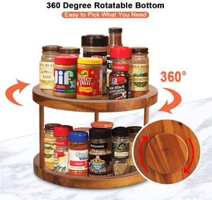 FSC tembel <span class=keywords><strong>Susan</strong></span> pikap kabine mutfak kiler 2 Tier 360 derece tezgah dolapları yemek masası akasya ahşap organizatör - Product Image 4