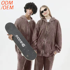 350G Heavy Washed Vintage 80% Cotton Sweatshirt Trendy Hooded Hoodie with Front Logo for Autumn Anti-Pilling Feature - Product Image 1