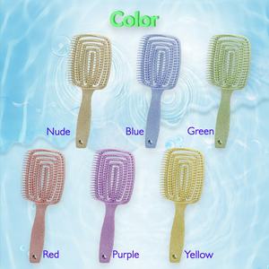 <span class=keywords><strong>Brosse</strong></span> à cheveux démêlante en paille <span class=keywords><strong>de</strong></span> blé biologique avec logo personnalisé, <span class=keywords><strong>brosse</strong></span> en nylon ventilée incurvée écologique pour cheveux bouclés lisses - Product Image 2