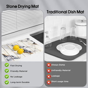 Nước Thấm Đóng Mở Món Ăn Khô Thảm Vàng Đen Đá Cẩm Thạch Nhanh Chóng Khô Diatomaceous Thảm Trái Đất Cho Các Món Ăn Chai - Product Image 5